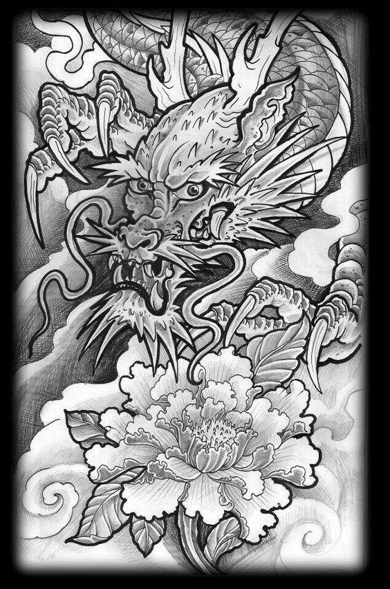 龙纹身龙头纹身图案中国龙纹身老传统纹身图案传统图.