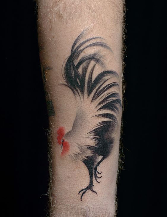 十二生肖鸡纹身动物纹身图案武汉老师傅纹身店铁木针.